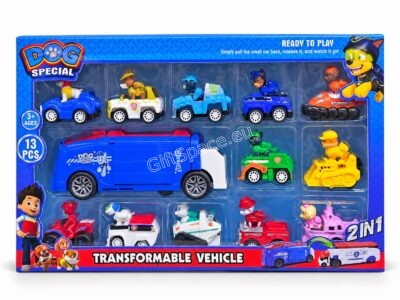 Dog Special Paw Patrol комплект от 13 части с голям син трансформиращ се камион и дванадесет мини колички с герои