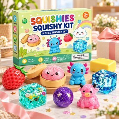 Squishies Squishy Kit подаръчна кутия с 8 меки цветни сензорни играчки