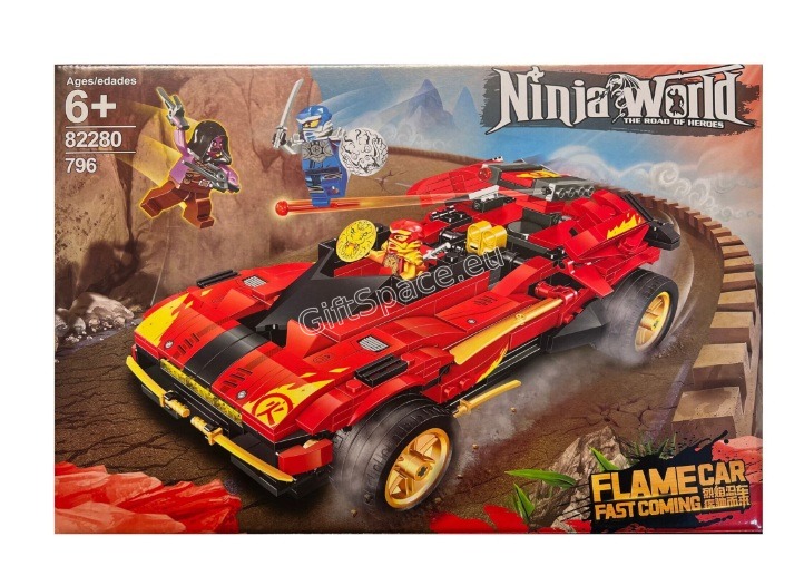 Конструктор Ninja World Flame Car с автомобил и мотоциклет