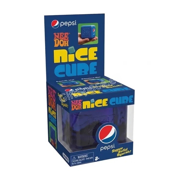 Скуиши кубче NeeDoh Nice Cube с релефно лого, в син, червен или кафяв вариант