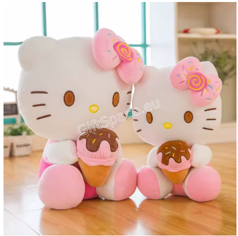 Плюшена играчка Hello Kitty Ice Cream с рокля на сладоледена тема