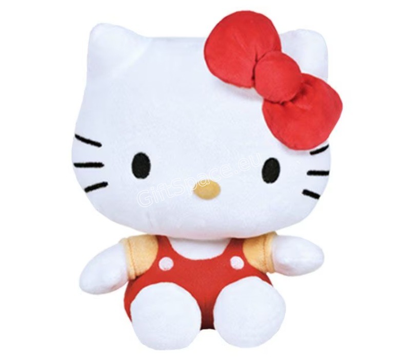 Плюшена Hello Kitty с червена рокля и панделка, 25 см