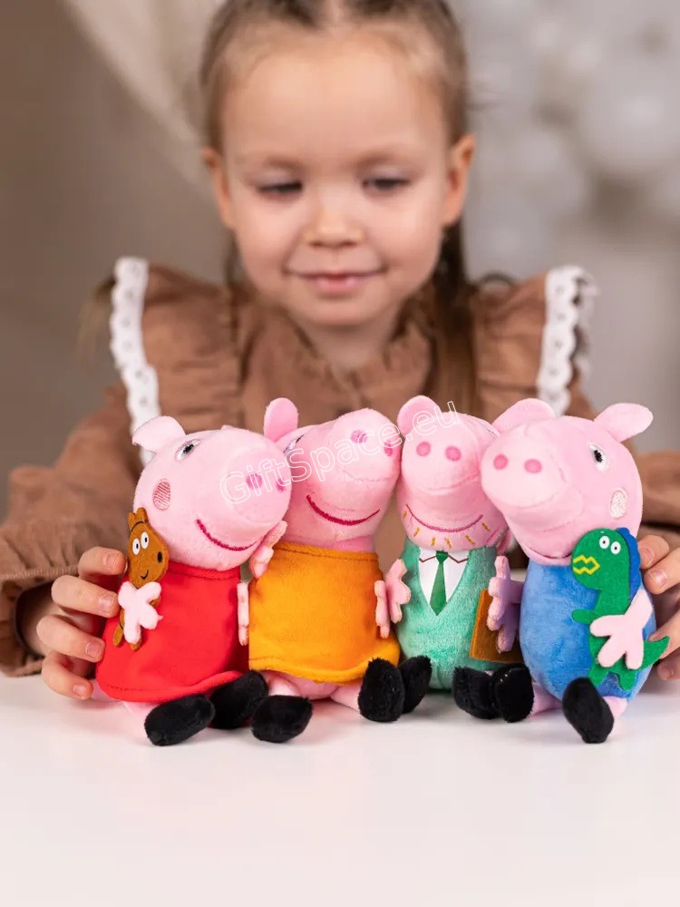 Четири плюшени ключодържателя Peppa Pig с Пепа, Джордж, Мама и Татко Прасе