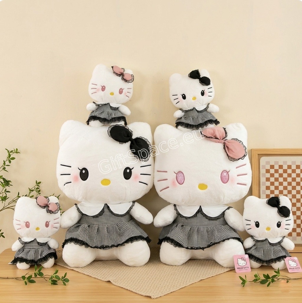 Плюшена играчка Hello Kitty Sanrio с рокля и панделка