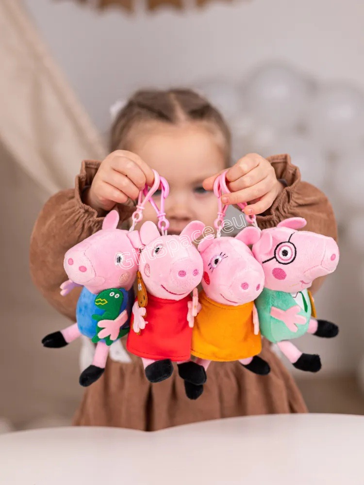 Четири плюшени ключодържателя Peppa Pig с Пепа, Джордж, Мама и Татко Прасе