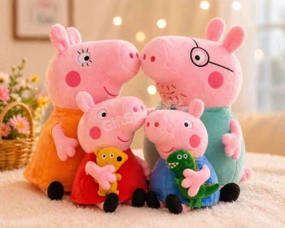 Комплект плюшени играчки Пепа, Джордж, Мама Прасе и Татко Прасе