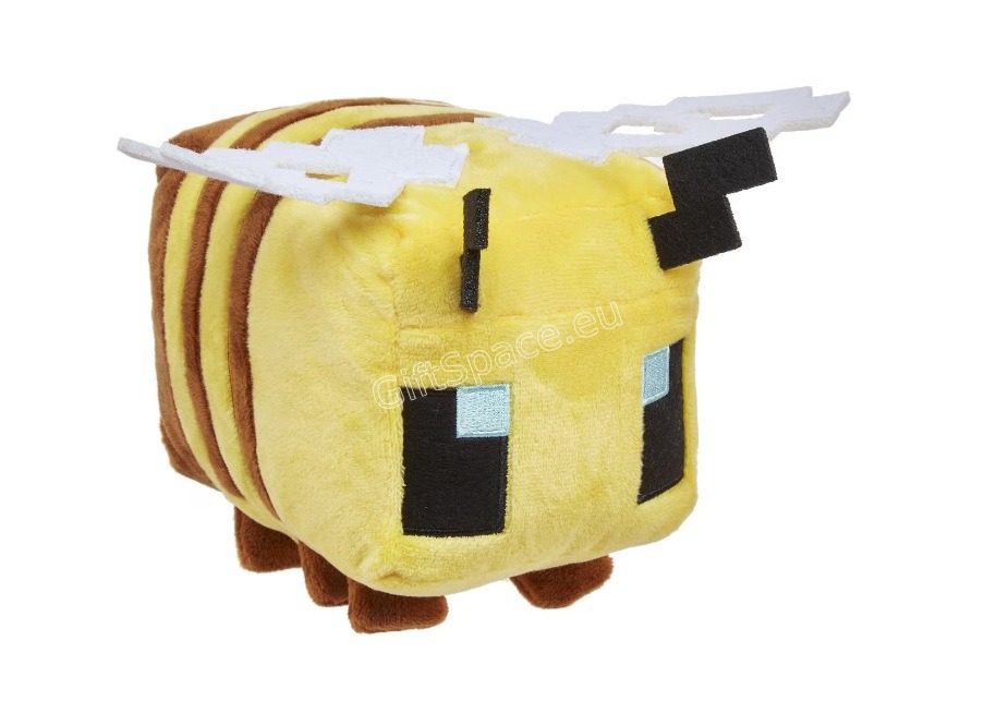 Плюшена играчка Minecraft Bee (Пчела) с жълто-кафяви ивици и бели крилца