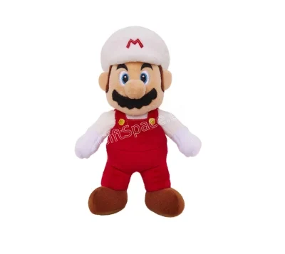Плюшена играчка Супер Марио Fire Mario с бяла шапка