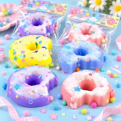 Цветна скуиши играчка Taba Squish Big Donut във формата на поничка