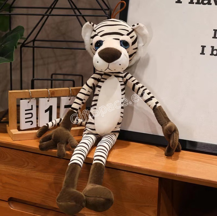 Плюшена играчка бял тигър с черни ивици, 60 см
