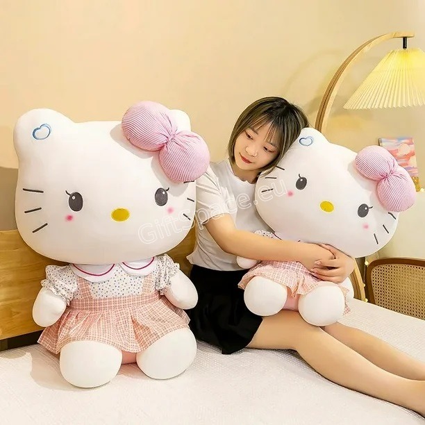 Плюшена играчка Hello Kitty с рокля и панделка, 50 см