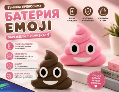 Външна батерия PowerBank 5200 mAh с дизайн „Емоджи Сладолед“