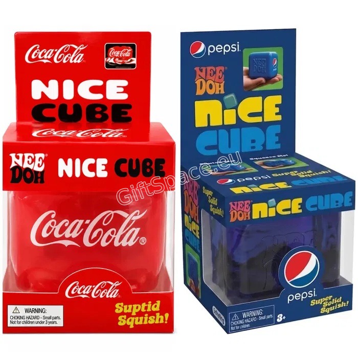 Скуиши кубче NeeDoh Nice Cube с релефно лого, в син, червен или кафяв вариант