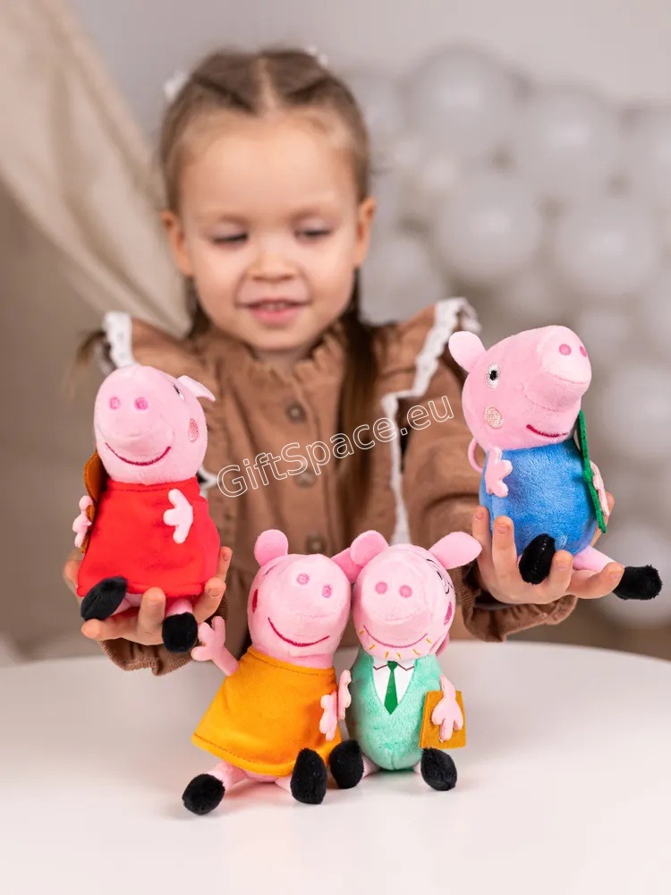 Четири плюшени ключодържателя Peppa Pig с Пепа, Джордж, Мама и Татко Прасе