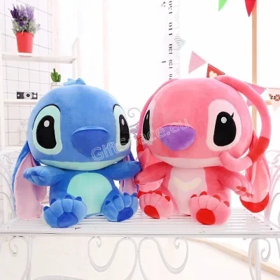 Синя плюшена играчка Стич и розова плюшена играчка Ангел