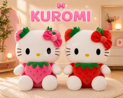 Плюшена Hello Kitty с ягода, вариант в розово или червено