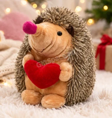 Плюшен таралеж с червено сърце „I Love You“