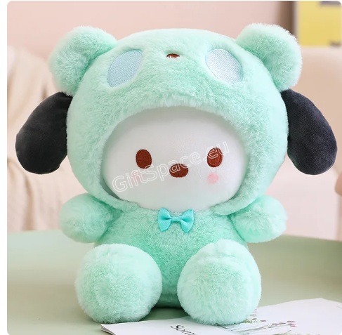 Плюшена Hello Kitty в кафяв костюм на мече с качулка