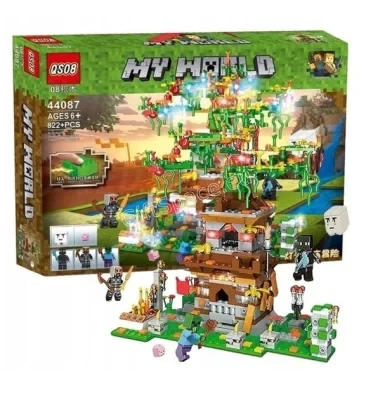 Конструктор My World Minecraft с къща на дърво, фигурки и LED елементи