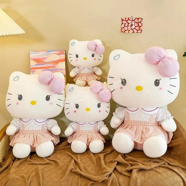 Плюшена играчка Hello Kitty с рокля и панделка, 50 см