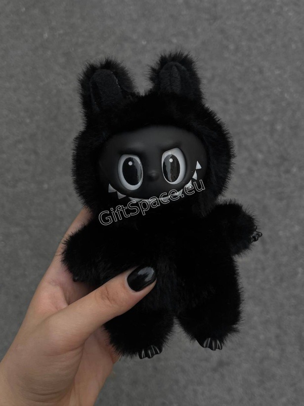 Черна плюшена фигурка Labubu Exciting Macaron Black