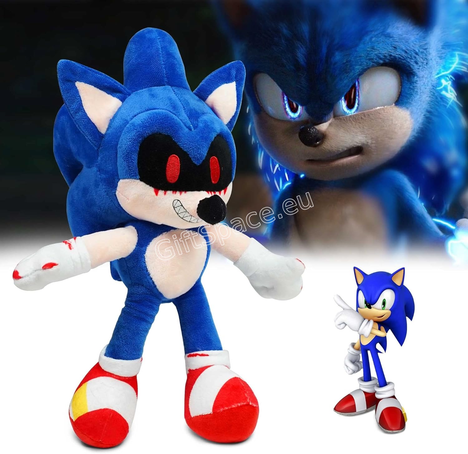 Плюшена играчка Evil Dark Sonic.exe с червени очи