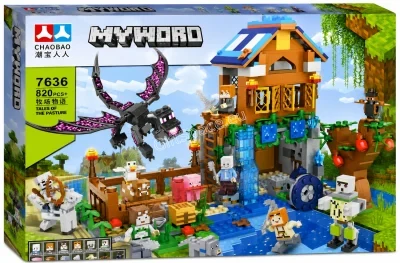 Конструктор Chaobao My World 7636 с къща, воденица и дракон