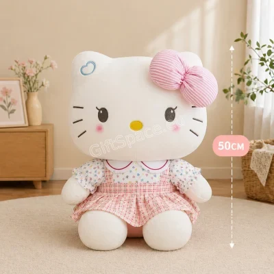 Плюшена играчка Hello Kitty с рокля и панделка, 50 см