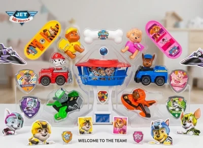 Комплект Paw Patrol с наблюдателна кула, шест кученца, коли и значки
