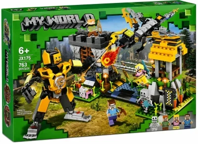 Конструктор My World JX175 с крепост, робот, дракон и фигурки