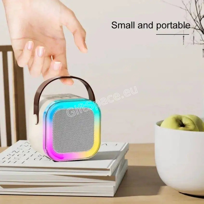 Преносима караоке колонка K12 с два безжични микрофона и RGB LED светлини