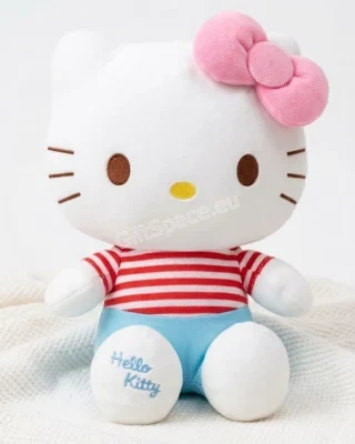 Плюшена Hello Kitty с раирана блузка и розова панделка
