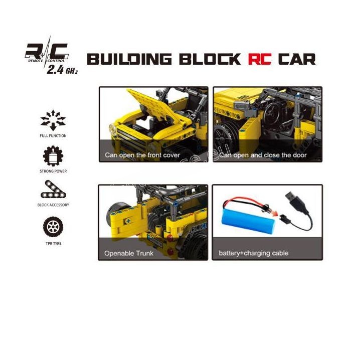 Жълт конструктор RC Land Defender с дистанционно управление