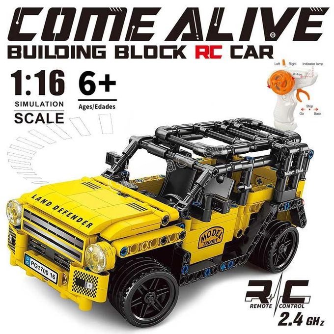 Жълт конструктор RC Land Defender с дистанционно управление