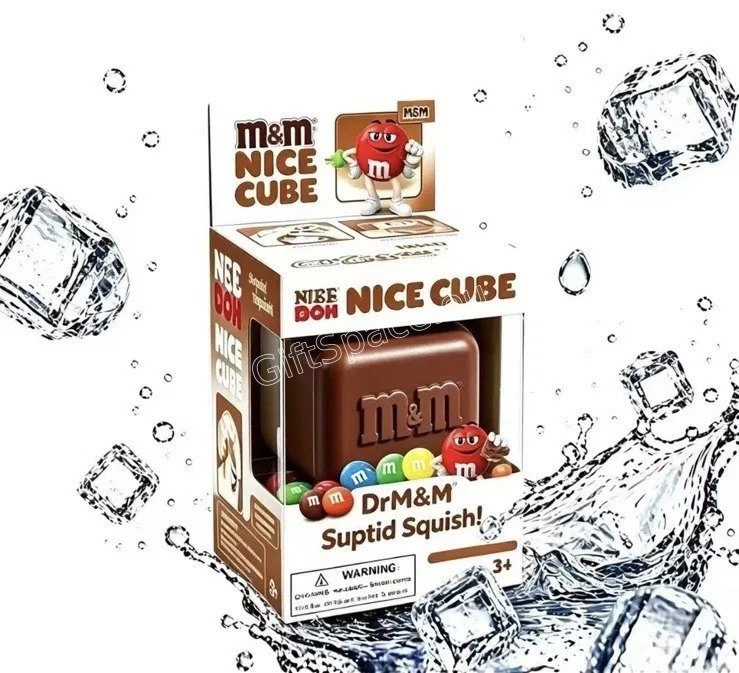 Скуиши кубче NeeDoh Nice Cube с релефно лого, в син, червен или кафяв вариант
