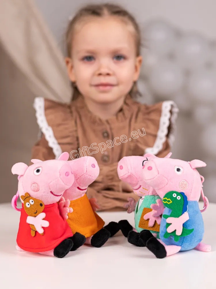 Четири плюшени ключодържателя Peppa Pig с Пепа, Джордж, Мама и Татко Прасе