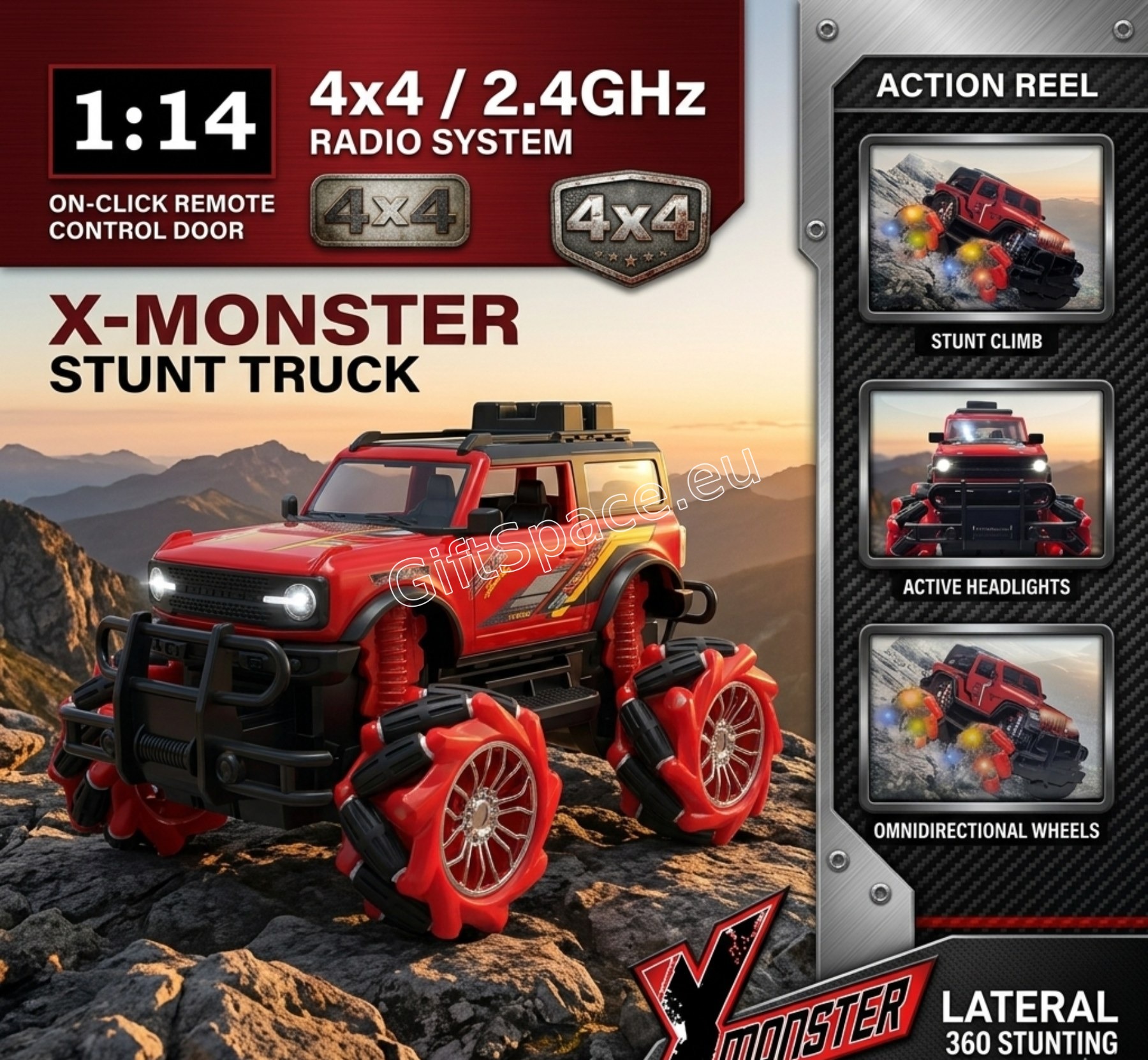 Радиоуправляем офроуд джип X-Monster 4x4 с LED светлини