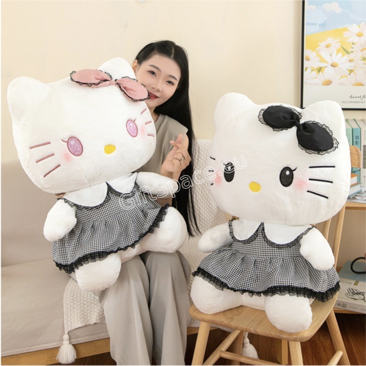Плюшена играчка Hello Kitty Sanrio с рокля и панделка