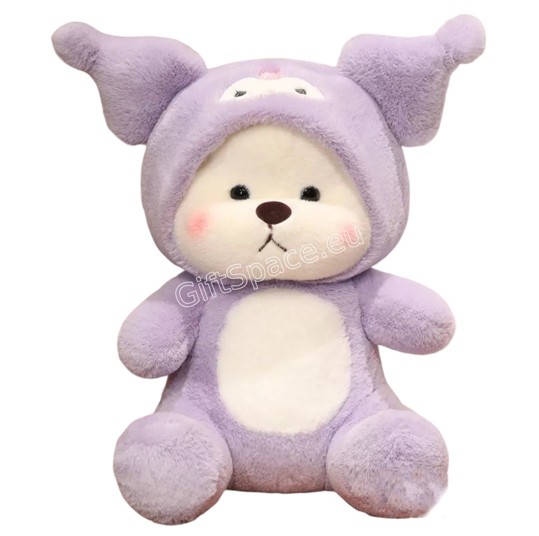 Плюшена Куроми от Sanrio в костюм на кафяво мече със сваляща се качулка