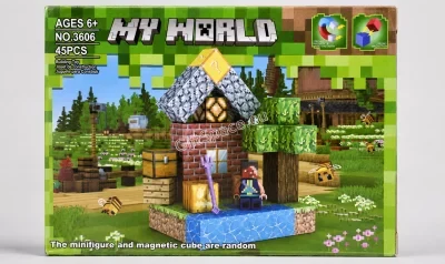 Магнитни кубчета Minecraft с екшън фигурка и кутия