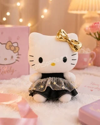 Плюшена Hello Kitty с рокля и панделка, висока 30 см