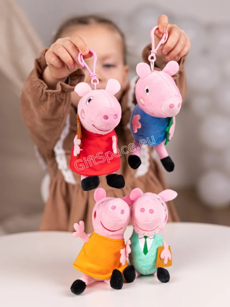 Четири плюшени ключодържателя Peppa Pig с Пепа, Джордж, Мама и Татко Прасе